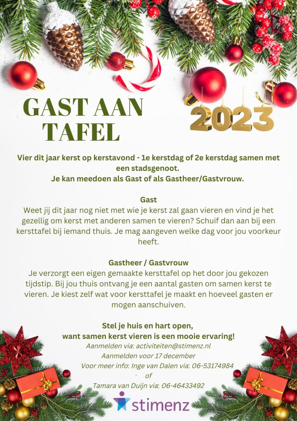 Gast aan tafel met kerst