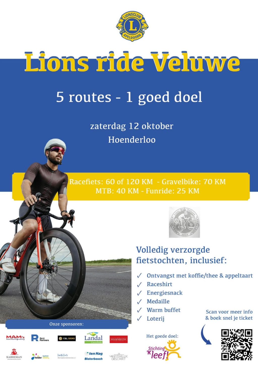 Lions Club Apeldoorn organiseert fietsevenement ten bate van Stichting Kleef
