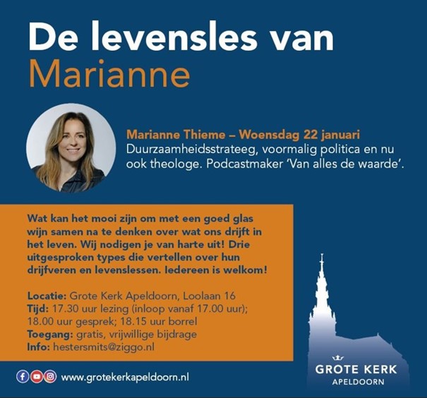 Marianne Thieme deelt haar levenslessen in de Grote Kerk